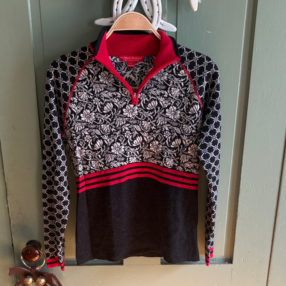 Krimson Klover Black and Red Patterned Sweater